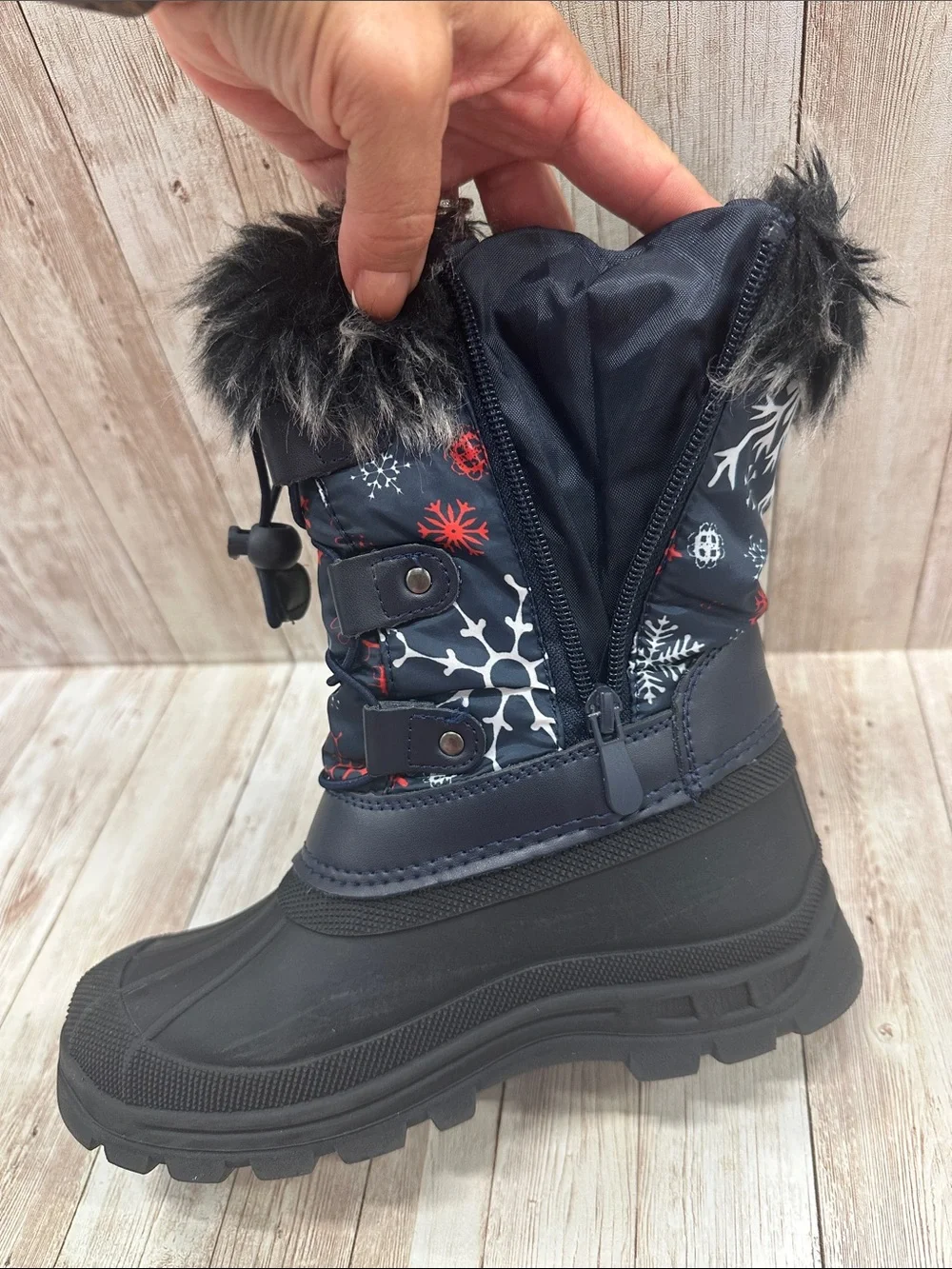 Kids Navy Snow Boots size 1 Dreampairs